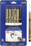 Sakura 6-Piece Pigma Manga Comic Pro Drawing Kit Black